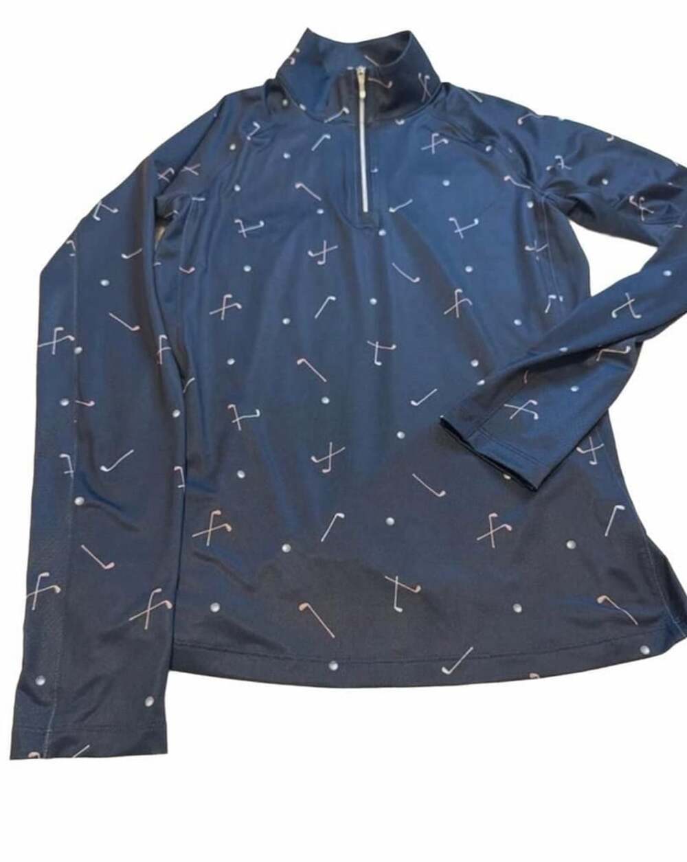Lady Hagen Women's Black Golf Club Pattern Long Sleeve 1/4 Zip Pullover XS
